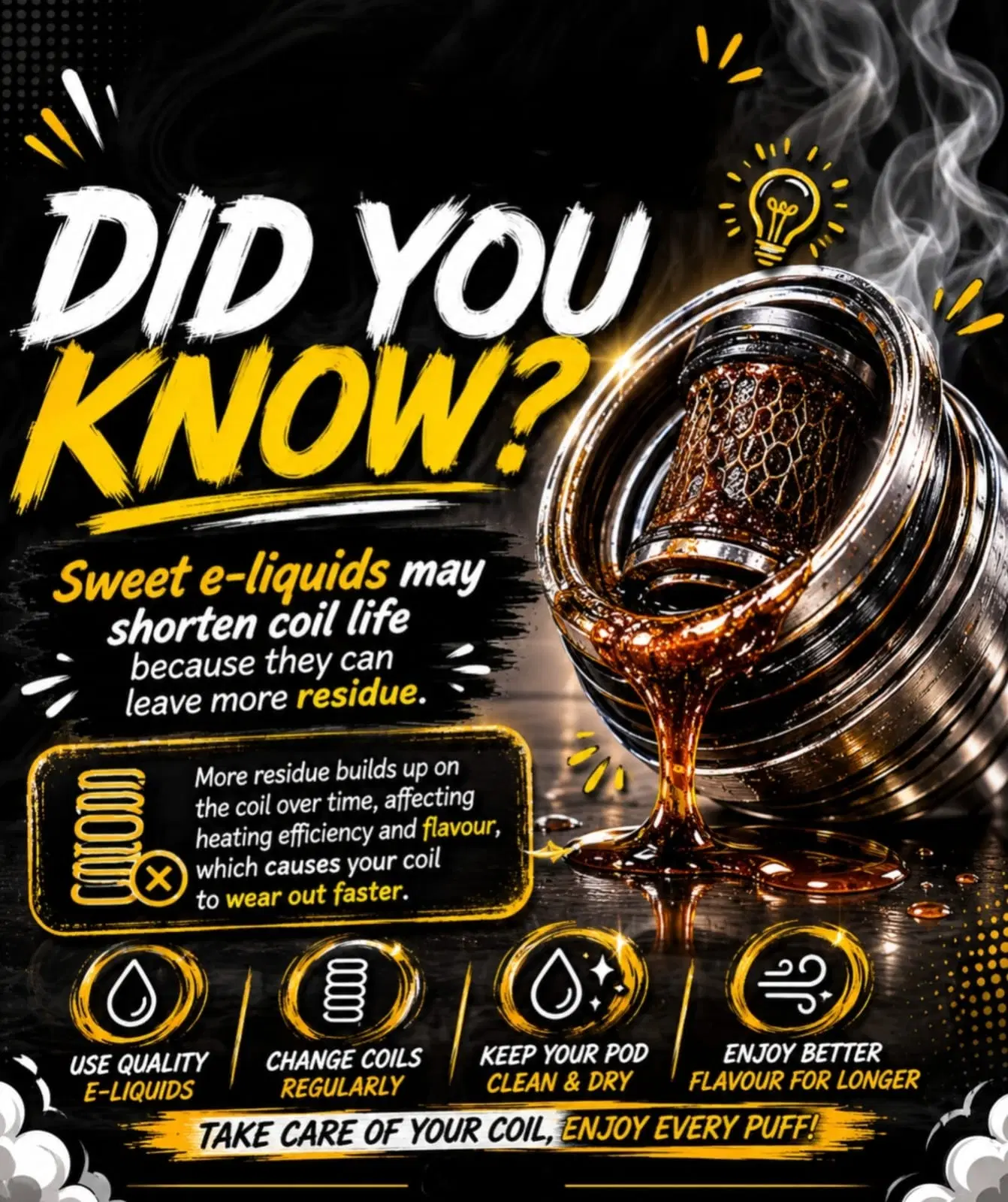 Portrait Did You Know graphic explaining that e-liquids have a shorter shelf life once opened